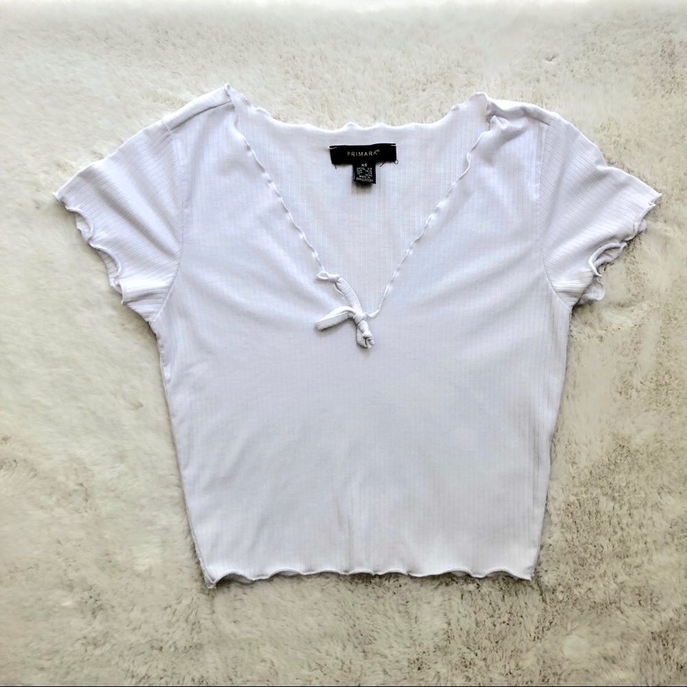 Primark White Lettuce-Edge T-Shirt